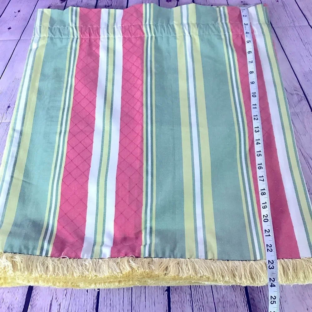 Custom Tailored Grandmillenial Valance Pink Green Gold Fringe Trim Size 24